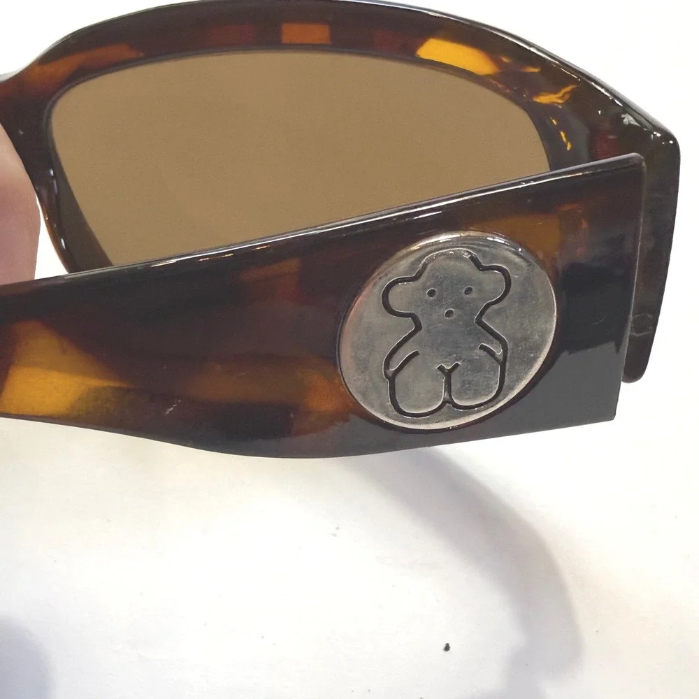 Tous Italy Design Tortoise Sunglasses Brown Lens Silver Bear Logo PS7069